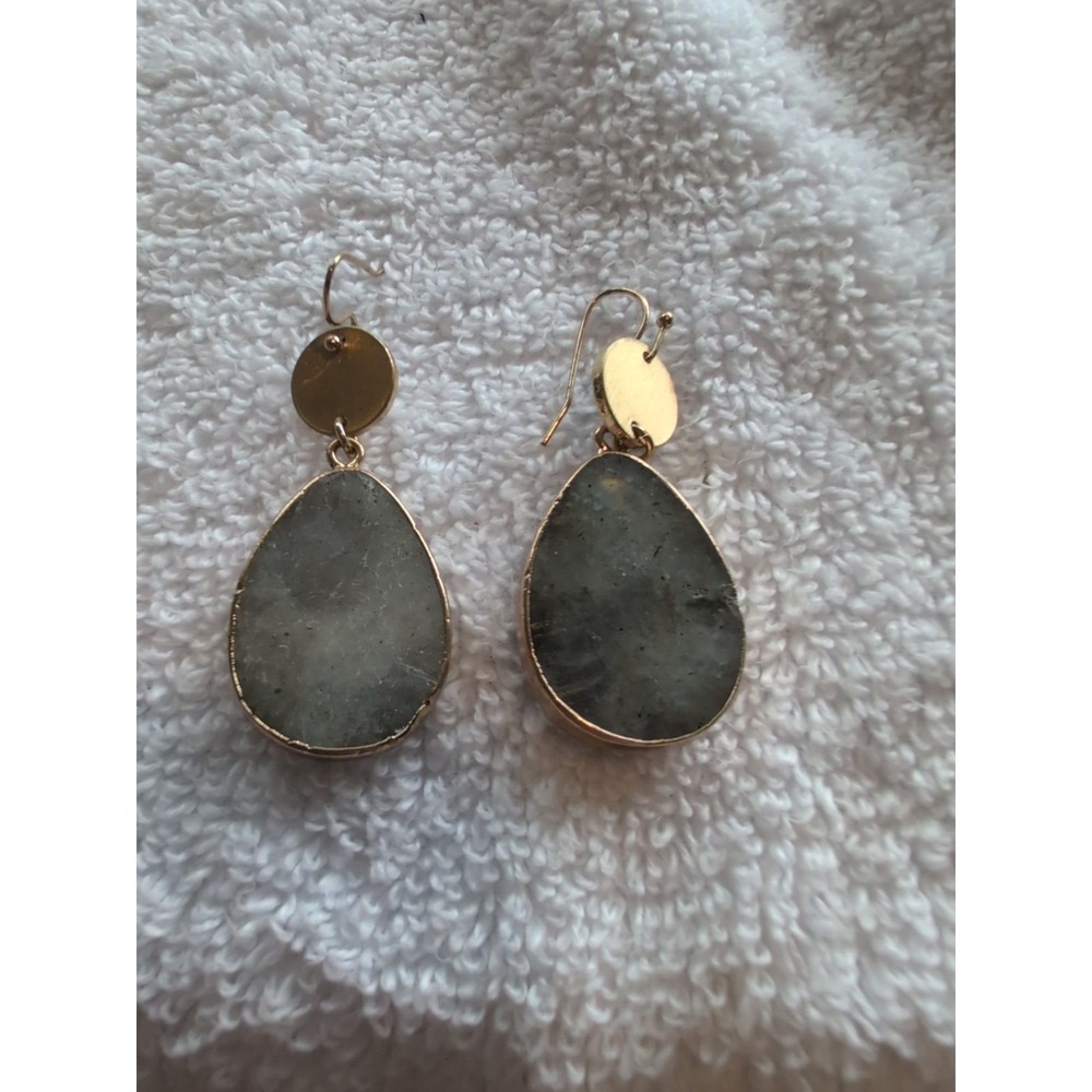 Panacea Earrings gold tone semi stone drops wire hook ladies